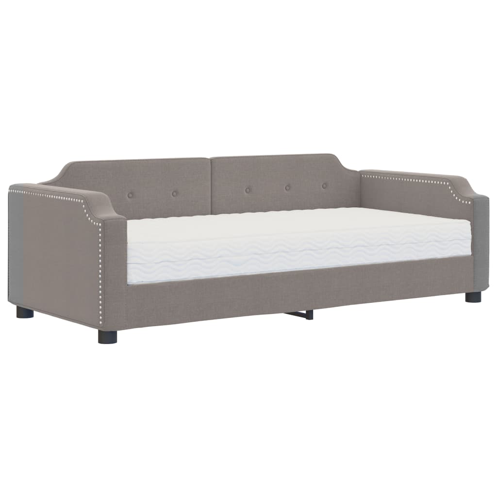 Daybed with mattress taupe 100x200 cm fabric