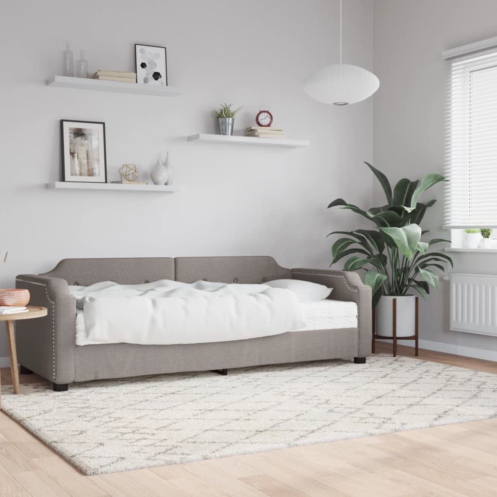 Daybed with mattress taupe 100x200 cm fabric