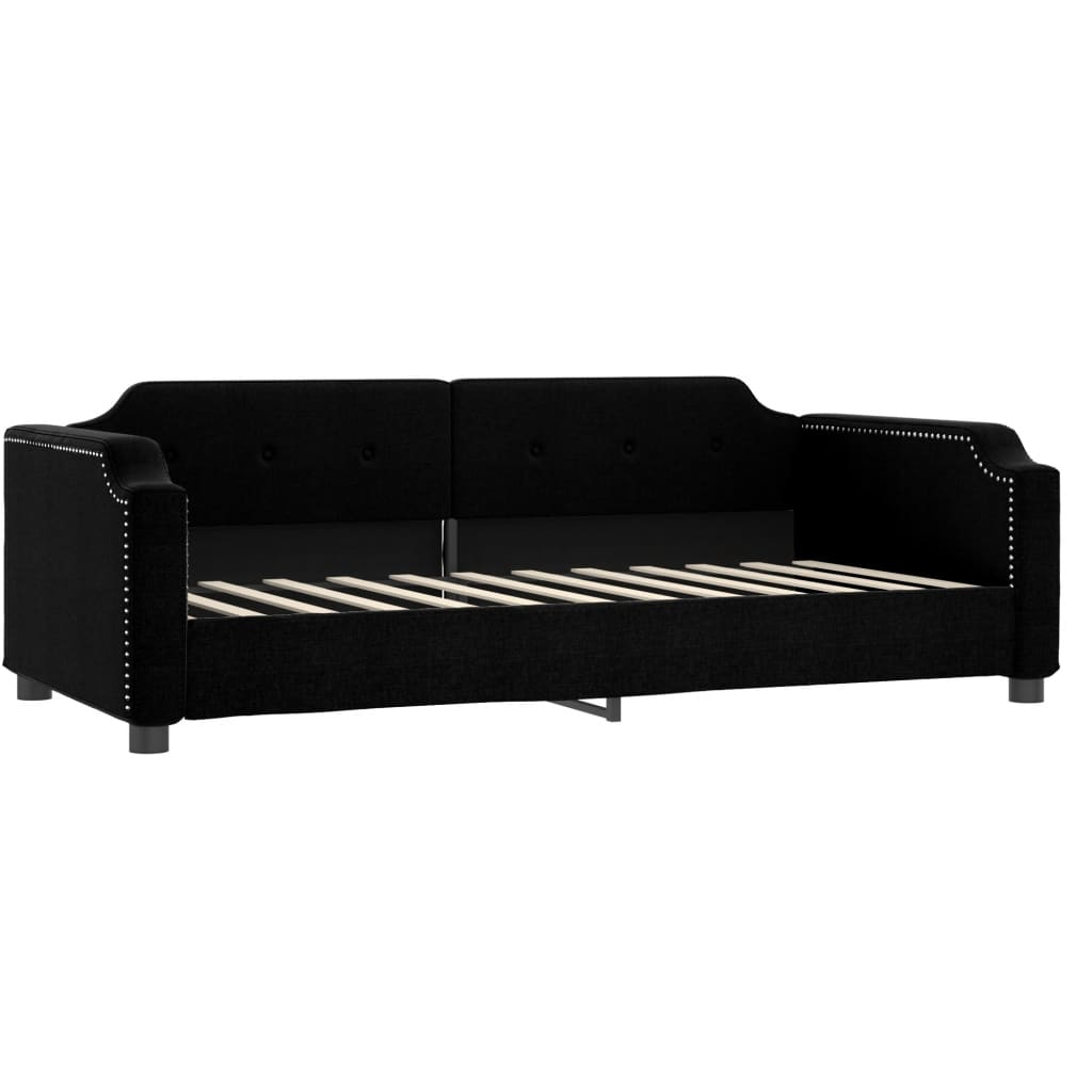 Daybed extendable with mattress black 80x200 cm fabric