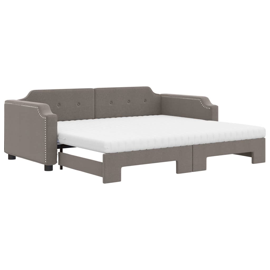Daybed extendable with mattress taupe 80x200 cm fabric