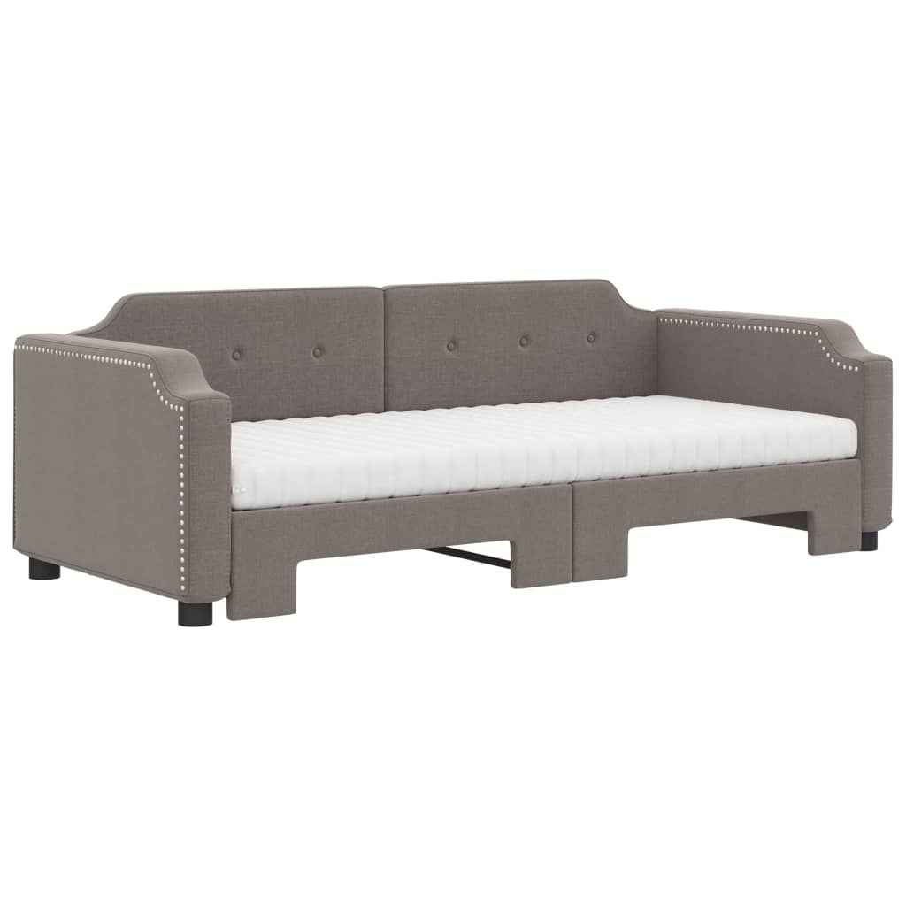 Daybed extendable with mattress taupe 80x200 cm fabric