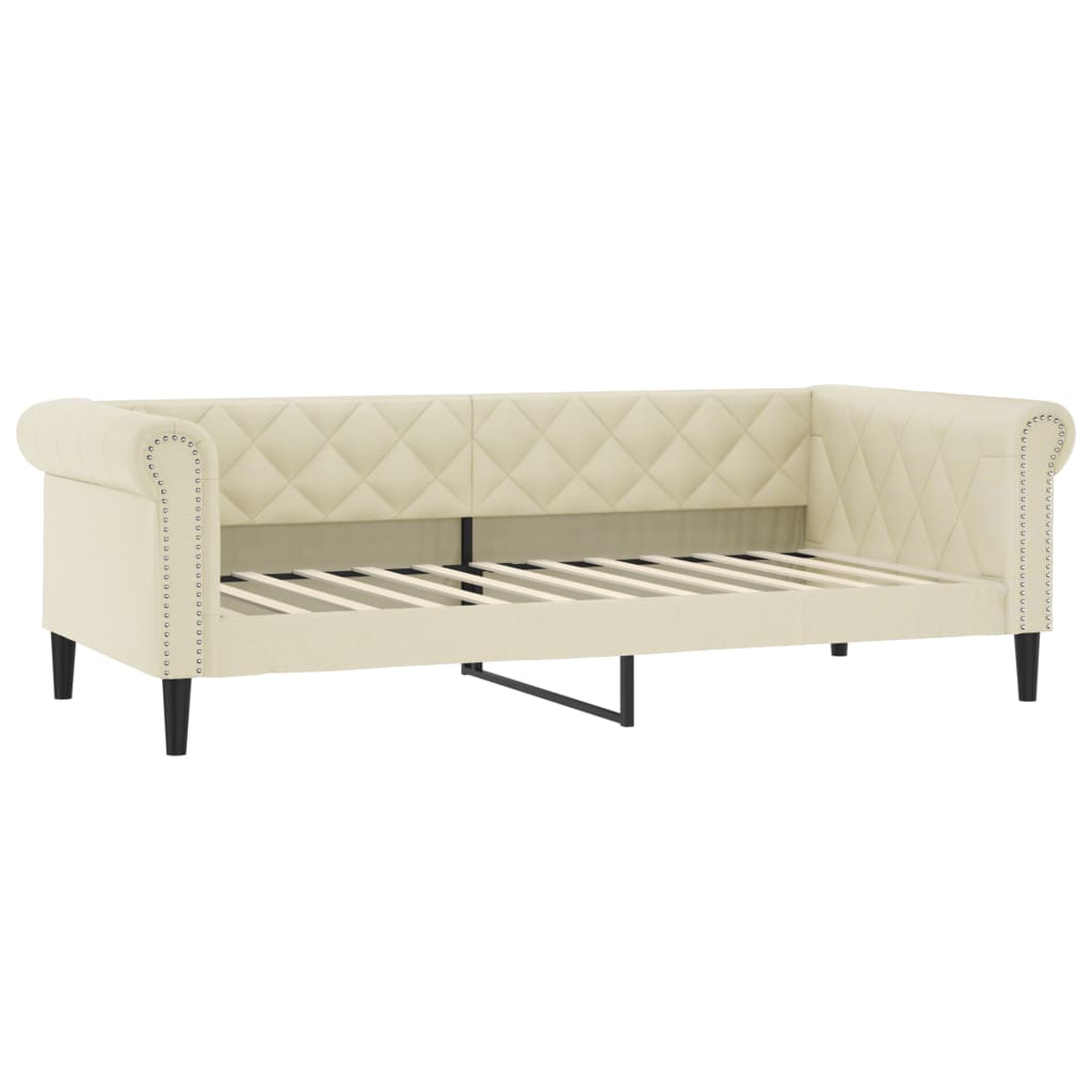 Tagesbett Ausziehbar mit Matratzen Creme 90x200 cm Kunstleder