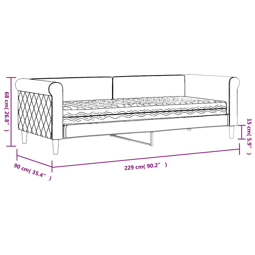 Tagesbett mit Matratze Dunkelgrün 80x200 cm Samt