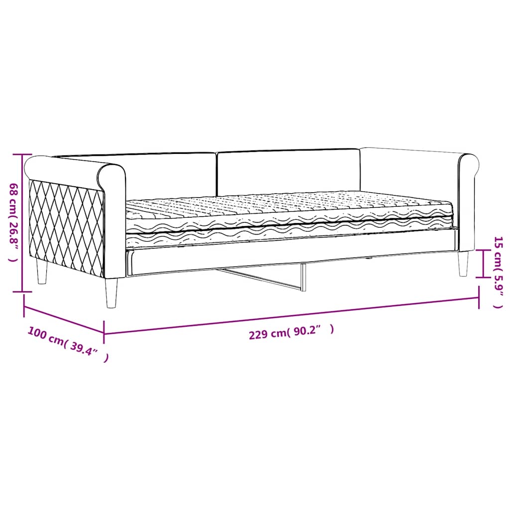 Tagesbett mit Matratze Blau 90x200 cm Samt