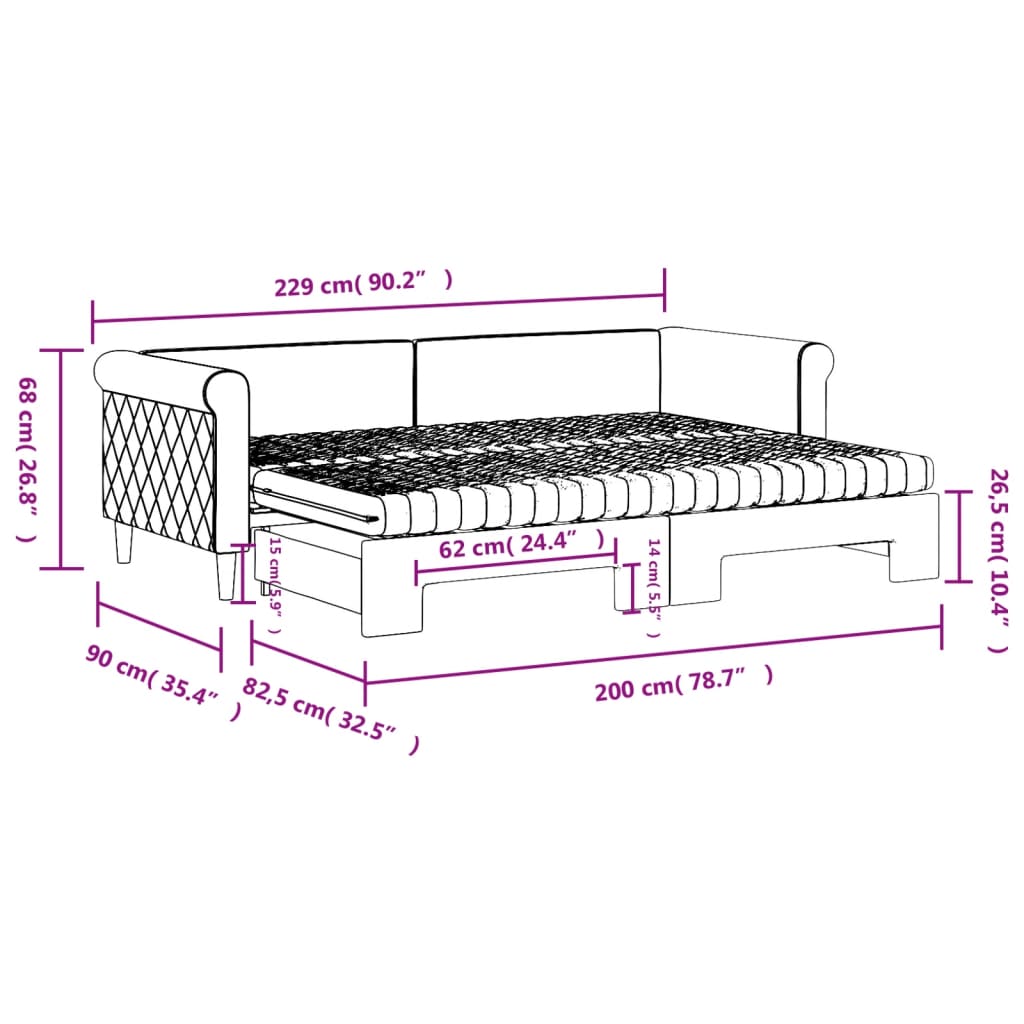 Tagesbett Ausziehbar mit Matratzen Hellgrau 80x200 cm Samt