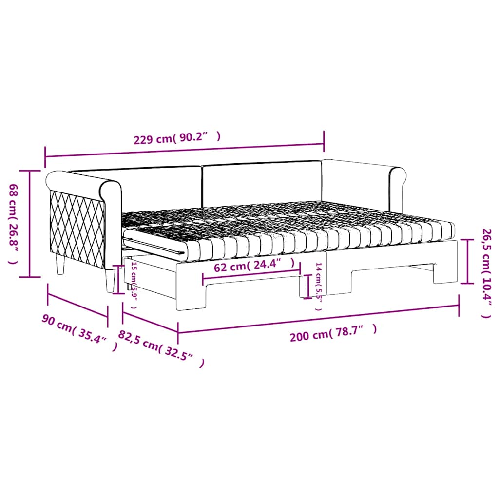 Tagesbett Ausziehbar mit Matratzen Dunkelgrün 80x200 cm Samt