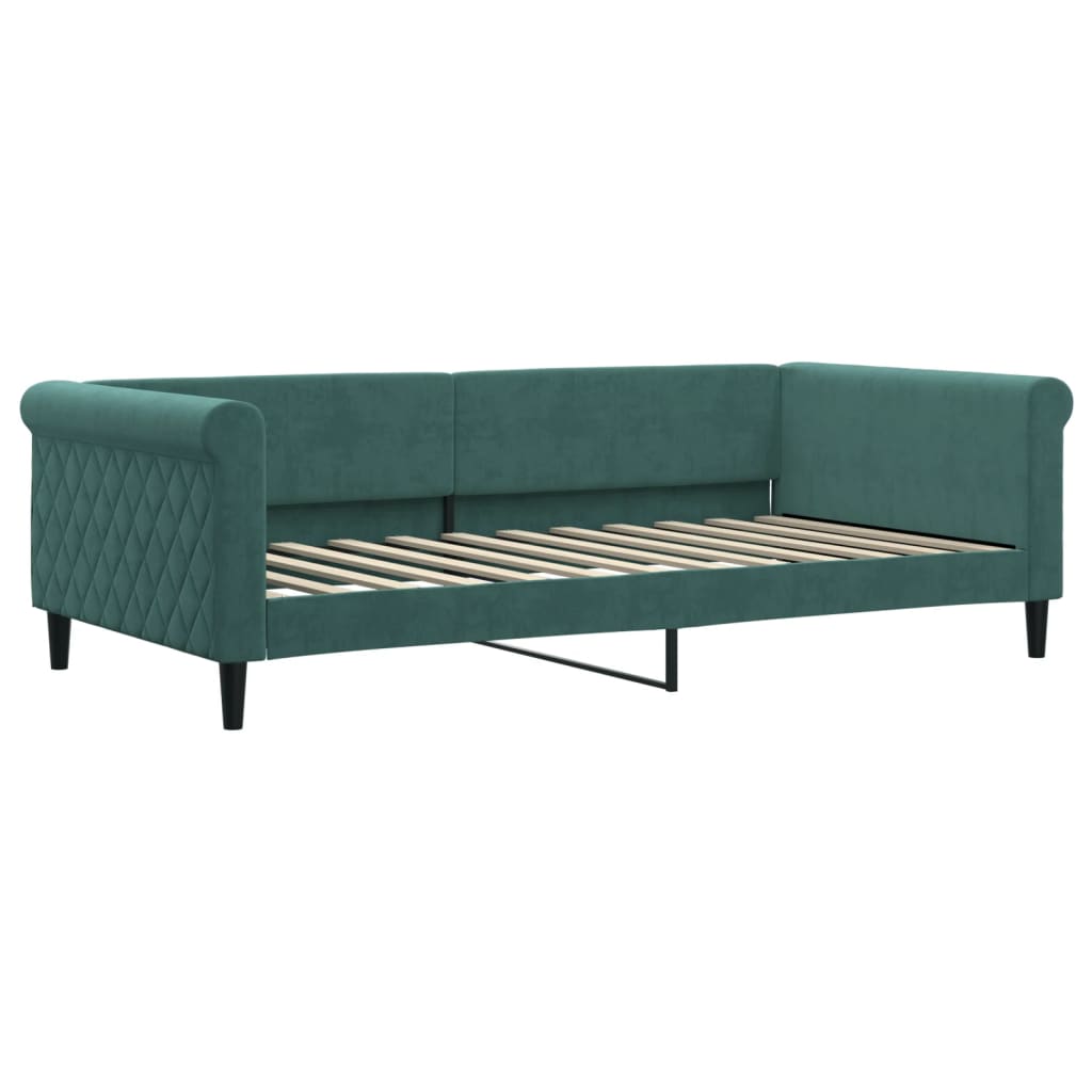 Tagesbett Ausziehbar mit Matratzen Dunkelgrün 100x200 cm Samt