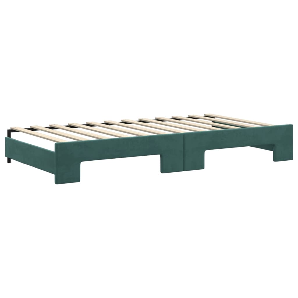 Tagesbett Ausziehbar mit Matratzen Dunkelgrün 100x200 cm Samt