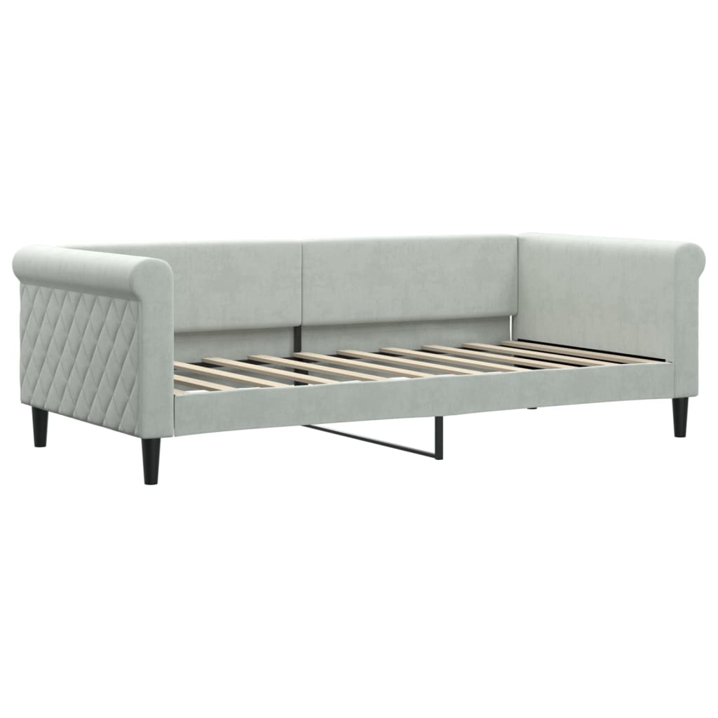 Lit de repos extensible avec matelas gris clair 90x190 cm velours