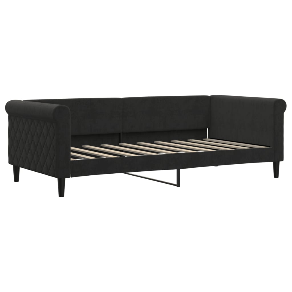 Daybed extendable with mattresses black 90x190 cm velvet