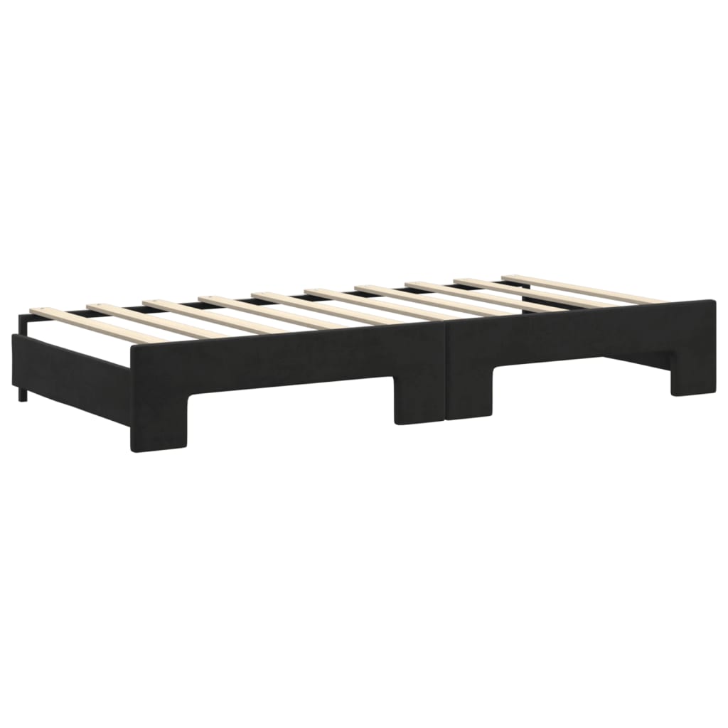 Daybed extendable with mattresses black 90x190 cm velvet