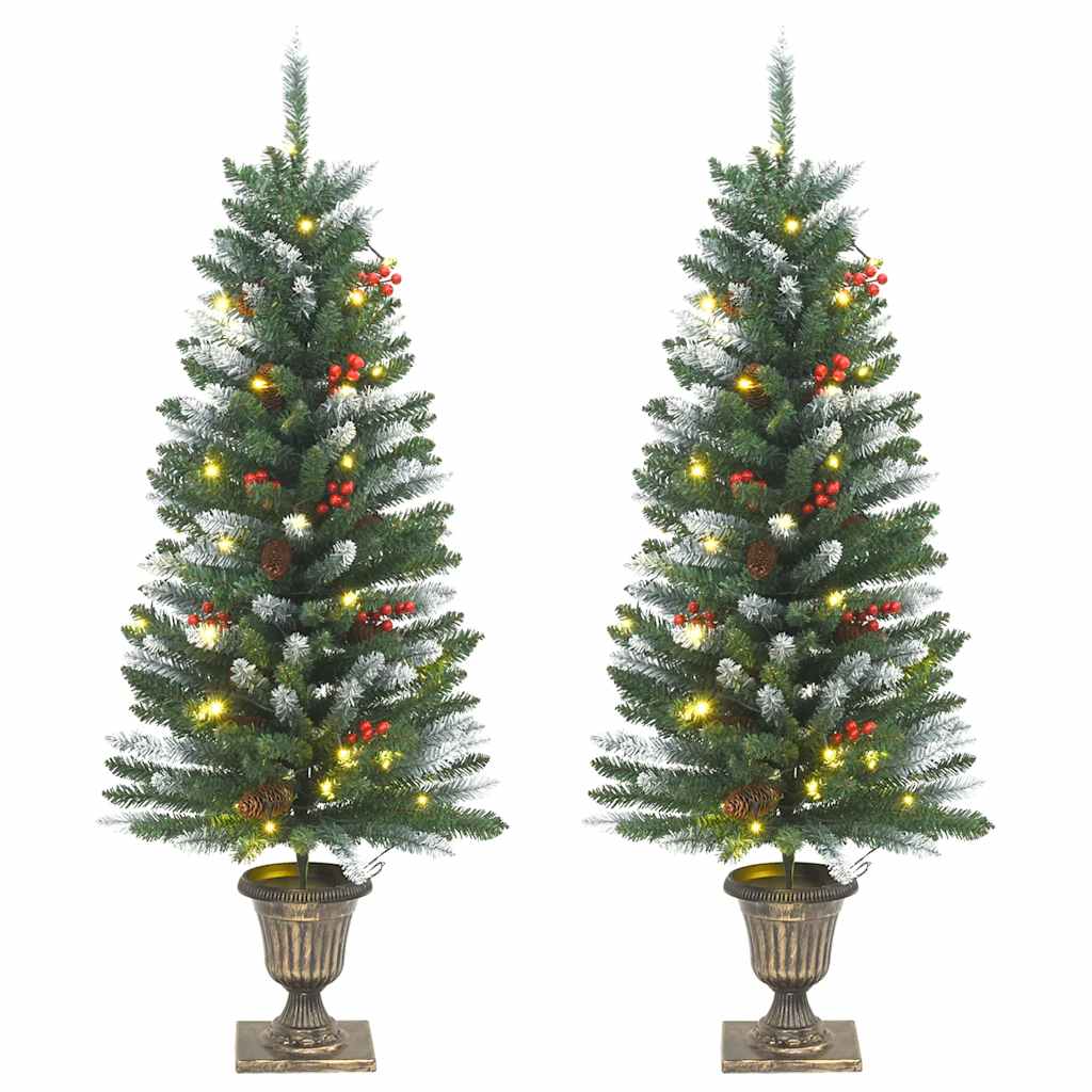Künstliche Weihnachtsbäume 2 Stk. 100 LEDs Grün und Weiß 120 cm