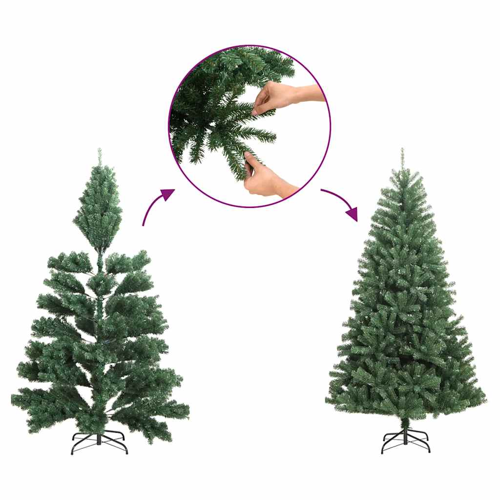 Künstliche Weihnachtsbäume 2 Stk. 100 LEDs Grün und Weiß 120 cm
