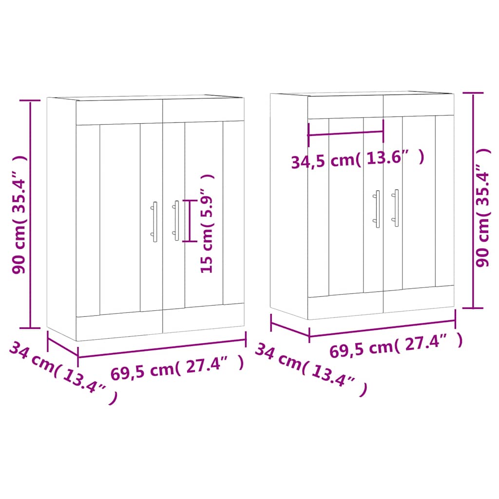 Wandschränke 2 Stk. Schwarz Holzwerkstoff