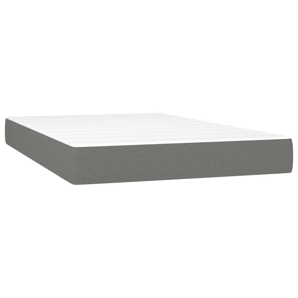 Box spring bed with mattress dark grey 120x200 cm fabric