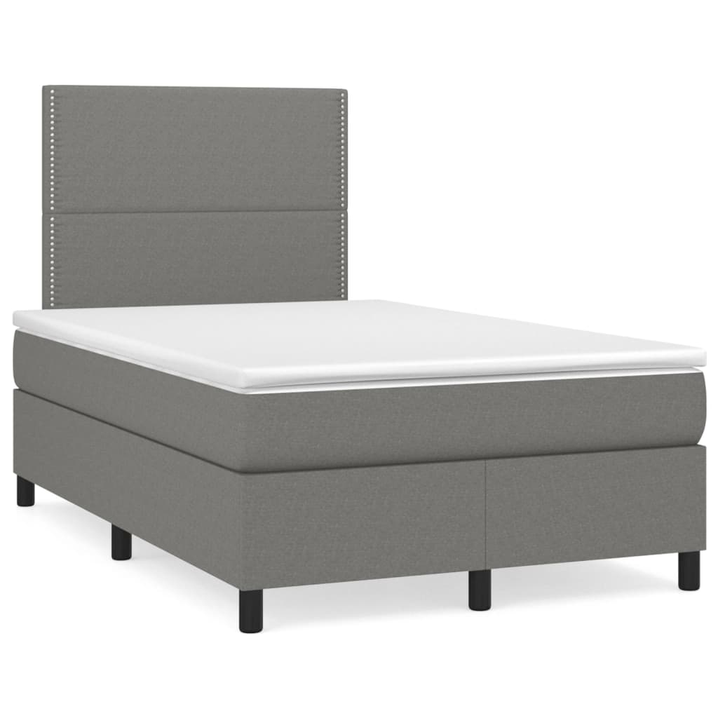 Box spring bed with mattress dark grey 120x200 cm fabric