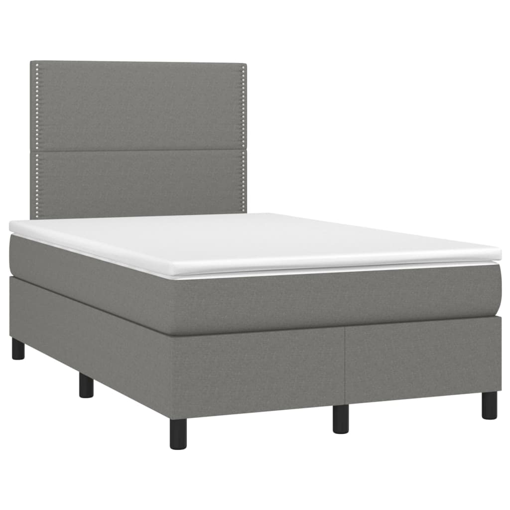 Box spring bed with mattress dark grey 120x200 cm fabric