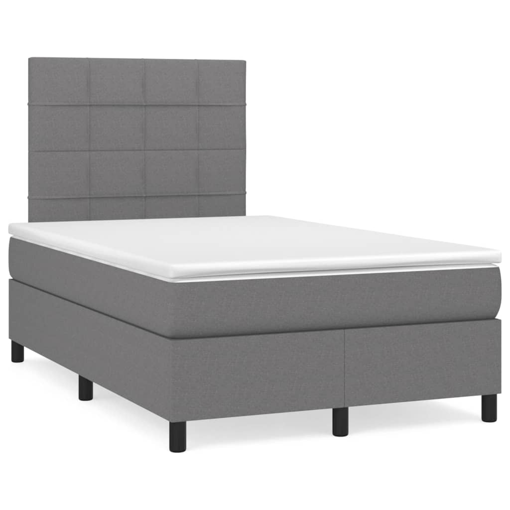 Box spring bed with mattress dark grey 120x200 cm fabric