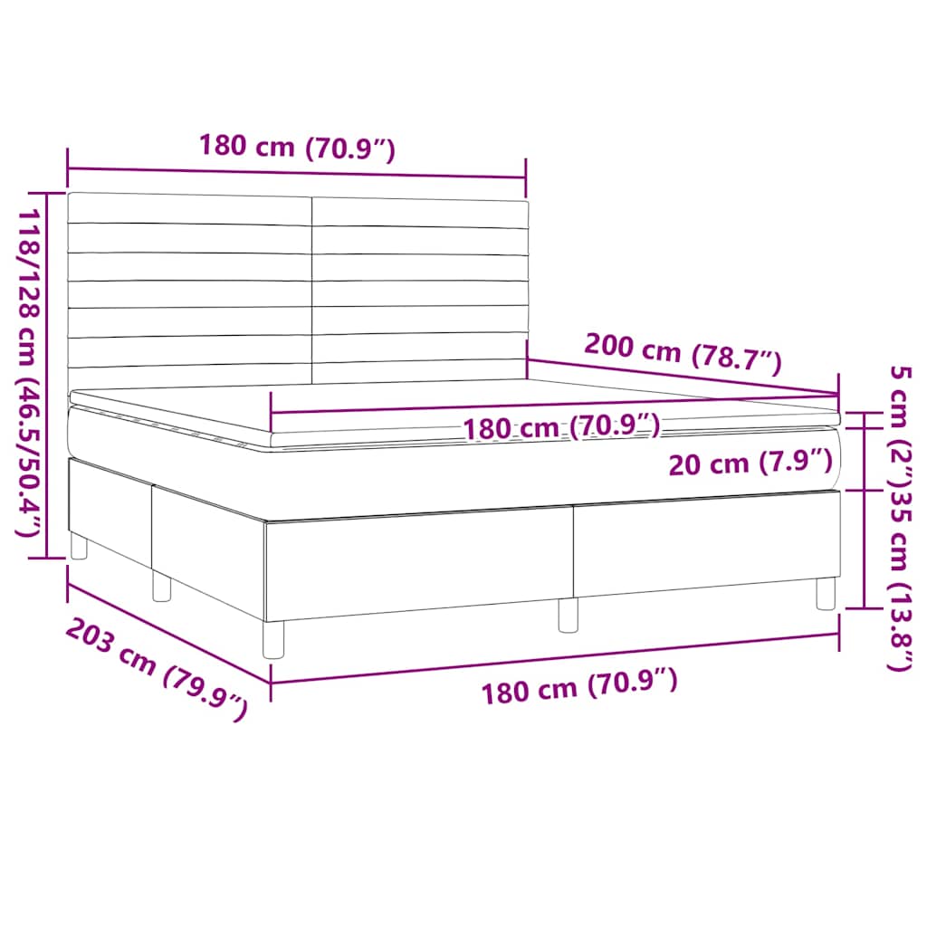 Boxspringbett mit Matratze Dunkelbraun 180x200 cm Stoff