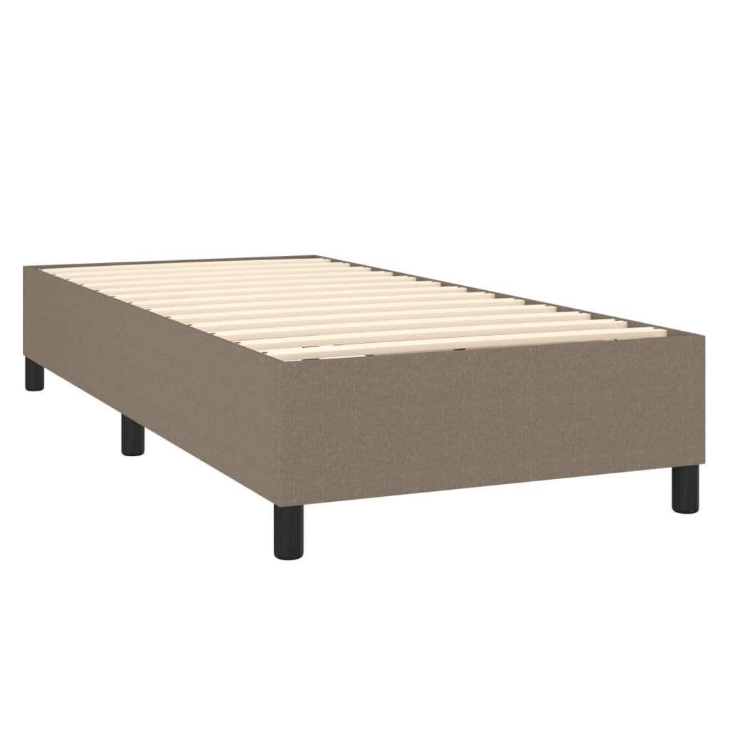 Lit sommier tapissier avec matelas tissu taupe 90x190 cm