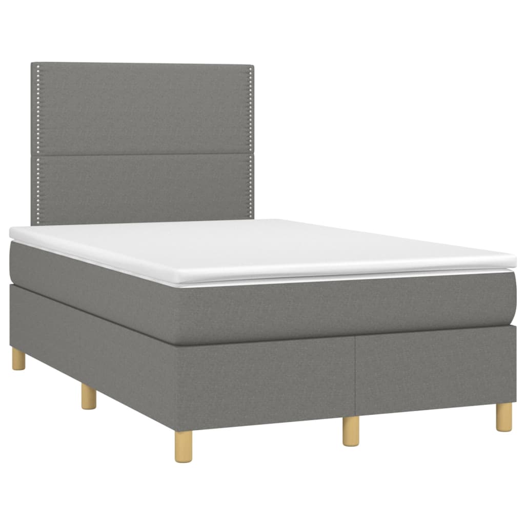 Lit sommier tapissier avec matelas tissu gris foncé 120x200 cm