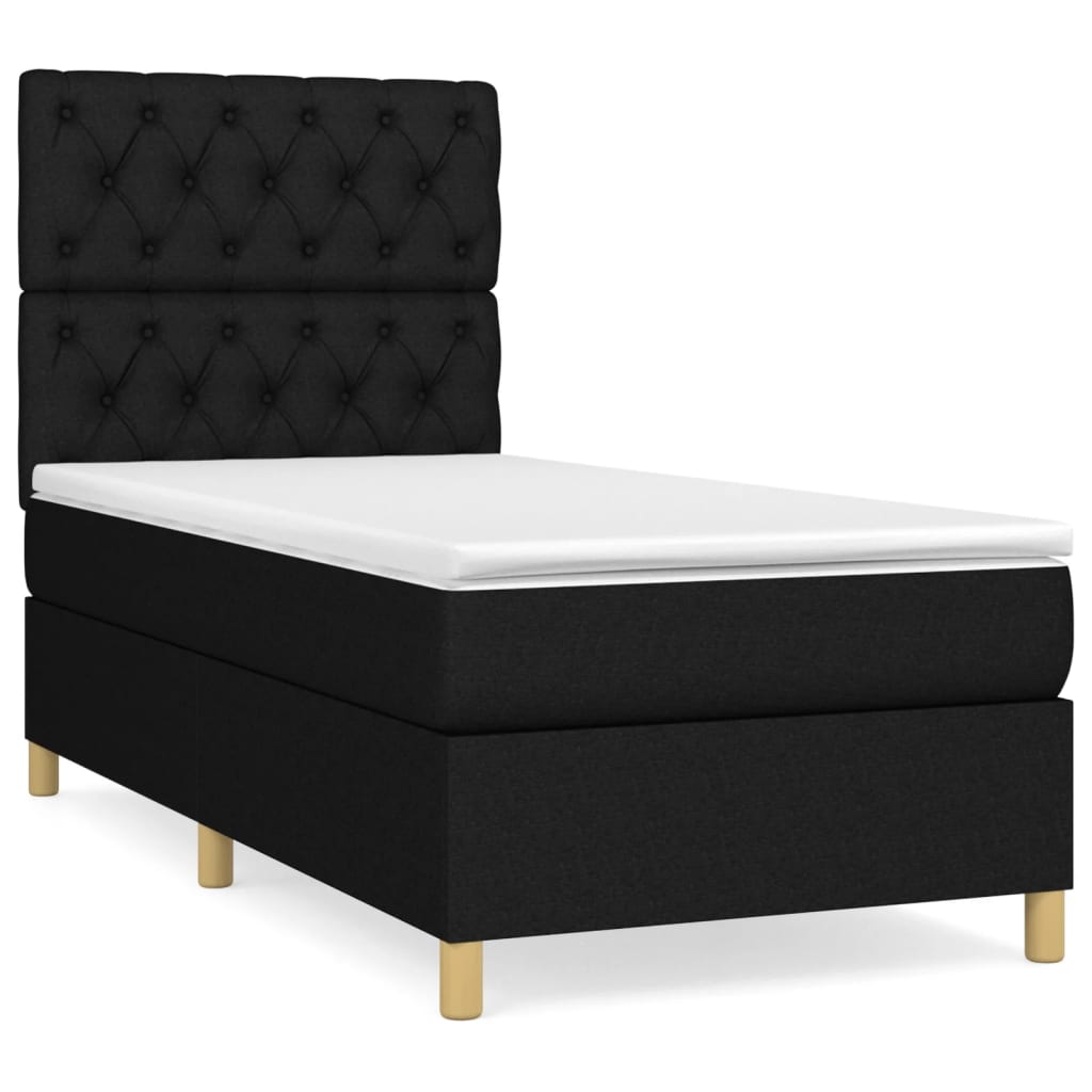 Box spring bed with mattress black 80x200 cm fabric