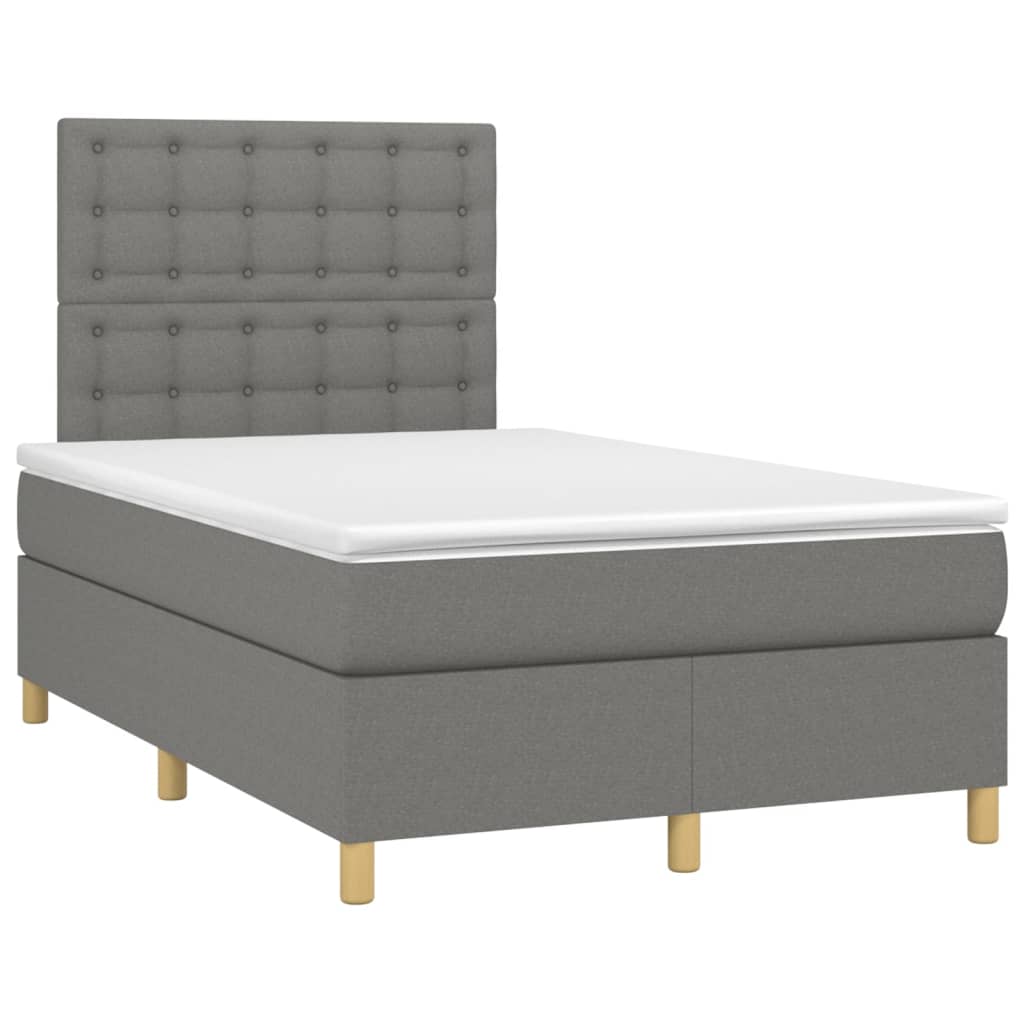 Box spring bed with mattress dark grey 120x200 cm fabric