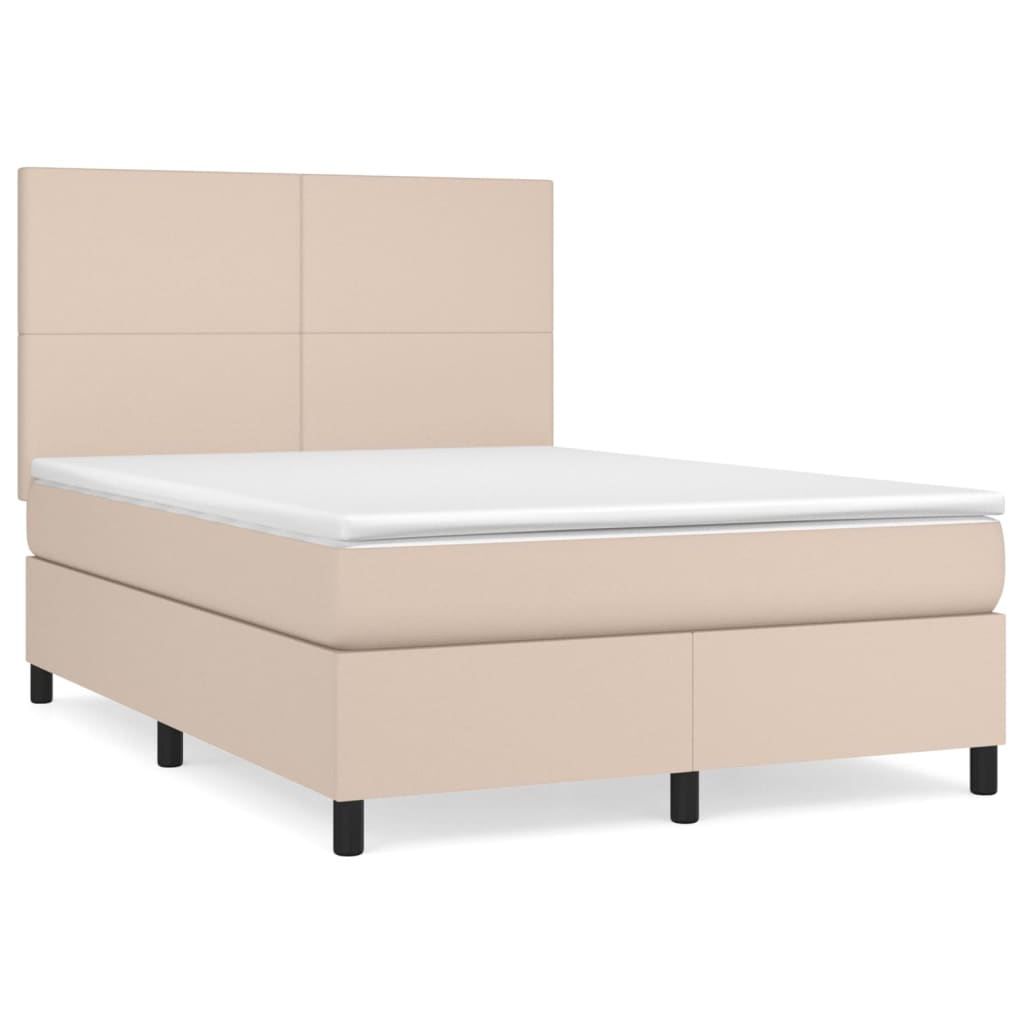 Matelas à sommier tapissier cappuccino-marron 140x200cm cuir artificiel