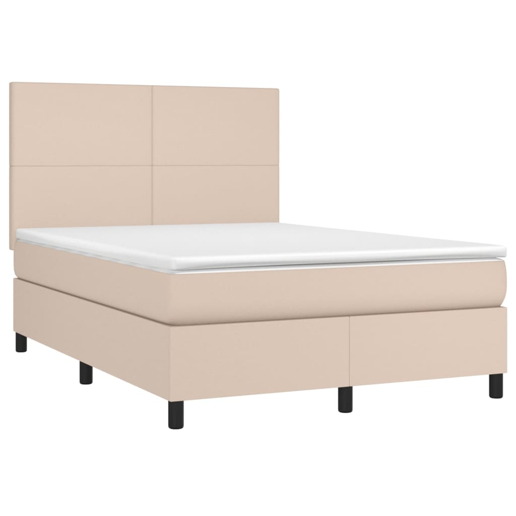 Matelas à sommier tapissier cappuccino-marron 140x200cm cuir artificiel