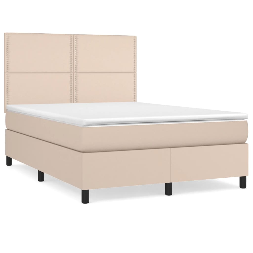 Matelas à sommier tapissier cappuccino-marron 140x200cm cuir artificiel