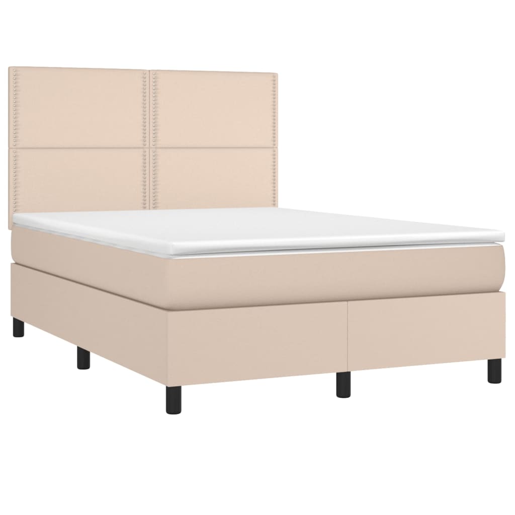 Matelas à sommier tapissier cappuccino-marron 140x200cm cuir artificiel