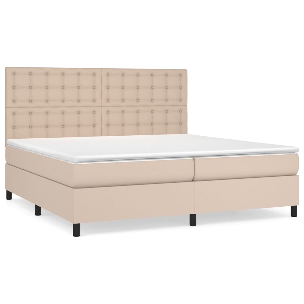 Matelas à sommier tapissier cappuccino-marron 200x200cm cuir artificiel