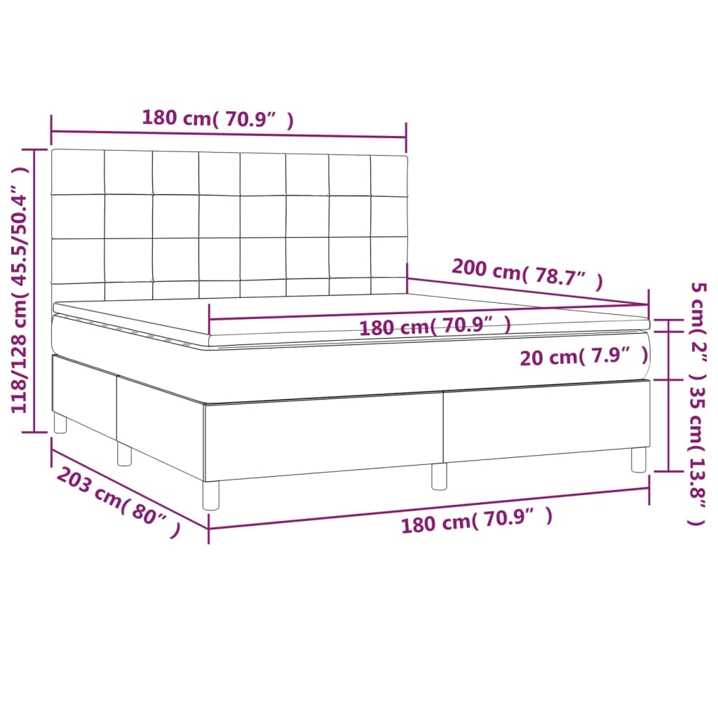 Boxspringbett mit Matratze Dunkelgrau 180x200 cm Samt