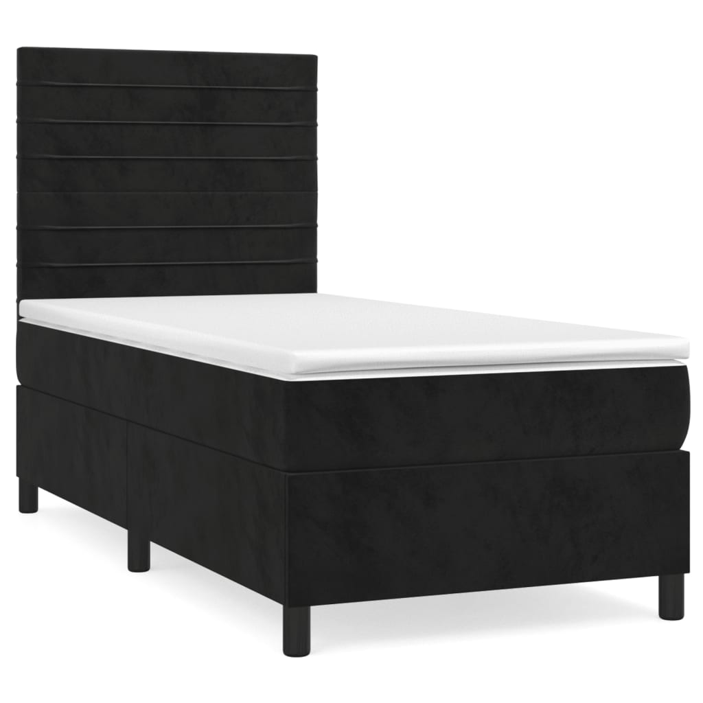 Box spring bed with mattress black 80x200 cm velvet