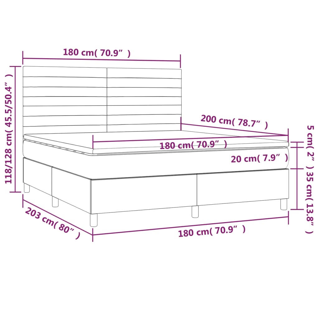 Boxspringbett mit Matratze Hellgrau 180x200 cm Samt