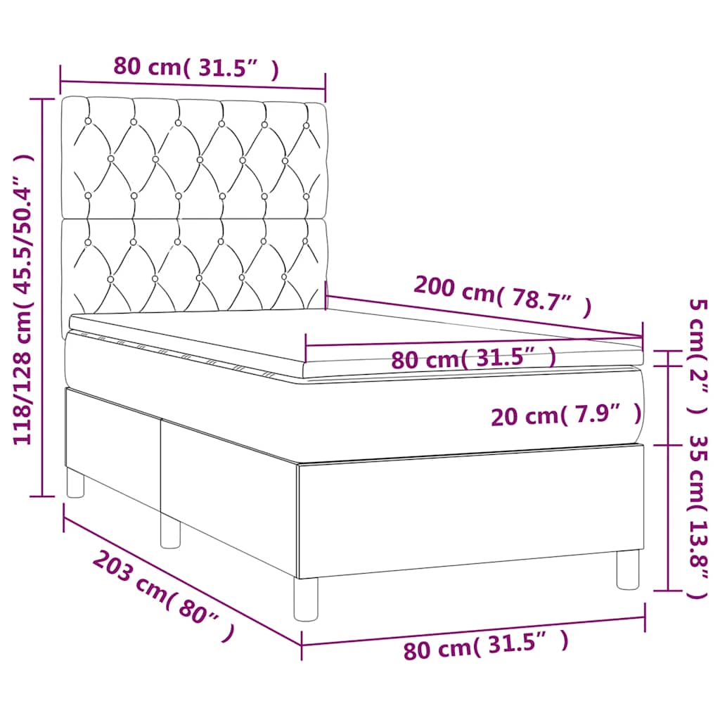 Boxspringbett mit Matratze Dunkelgrün 80x200 cm Samt