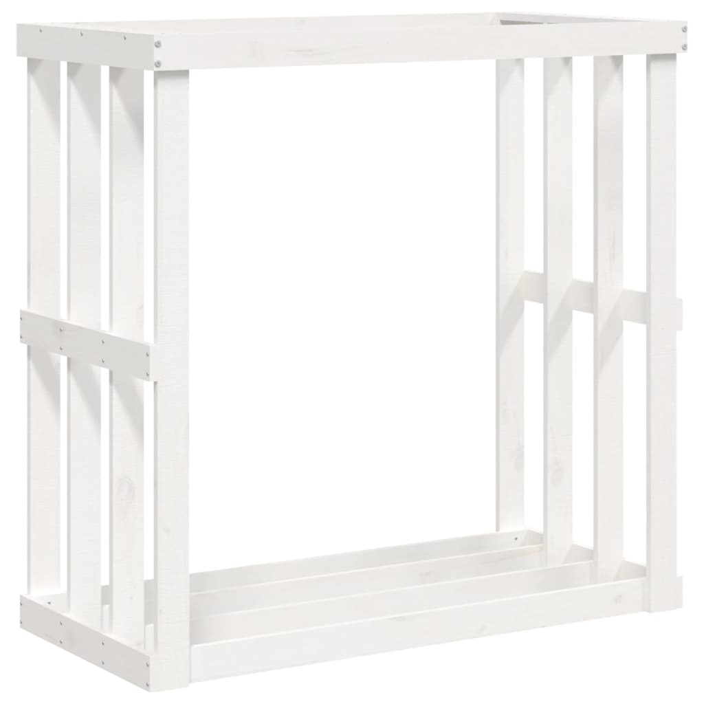 Râtelier à bois d'extérieur blanc 108x52x106 cm en pin massif