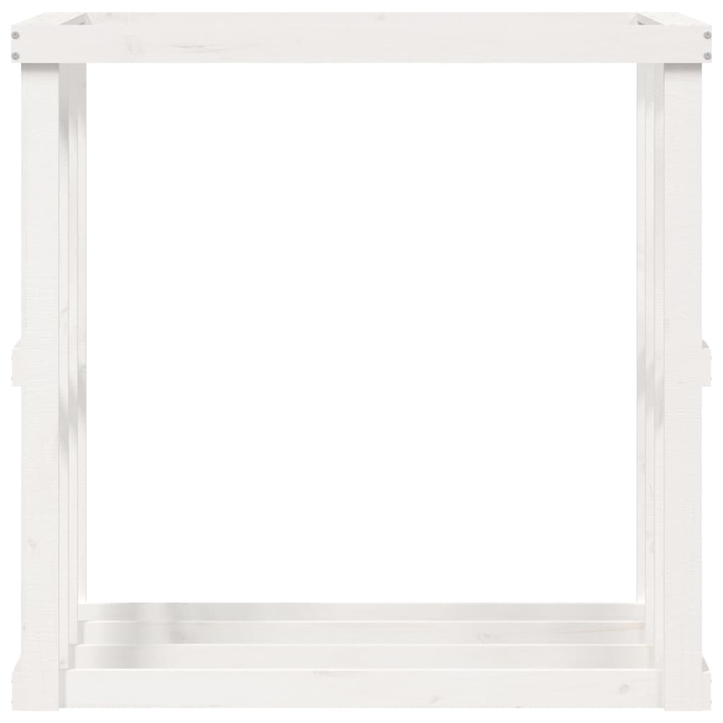 Râtelier à bois d'extérieur blanc 108x52x106 cm en pin massif