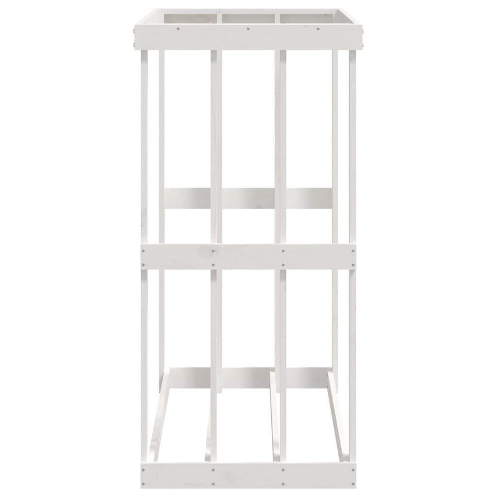Râtelier à bois d'extérieur blanc 108x52x106 cm en pin massif