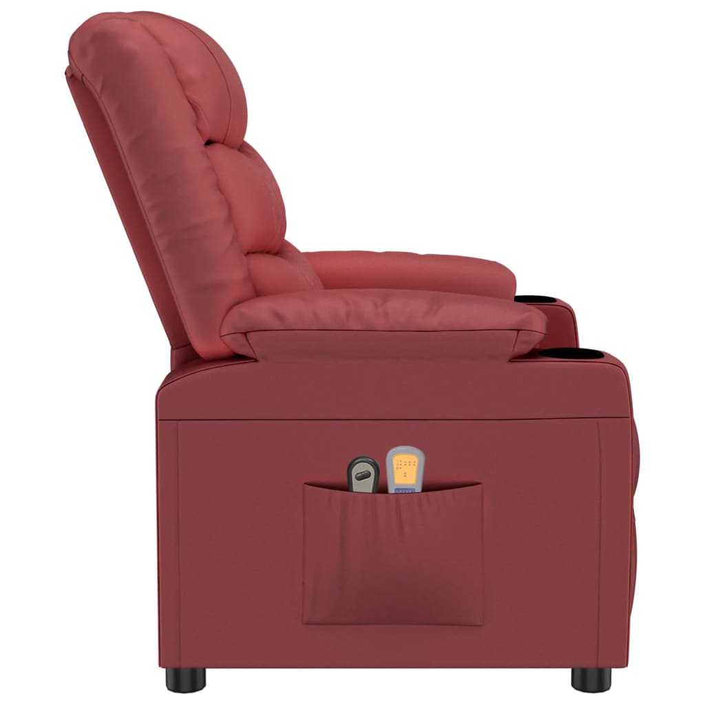 Massagesessel Elektrisch Weinrot Kunstleder