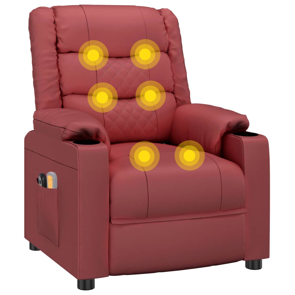 Massagesessel Elektrisch Weinrot Kunstleder