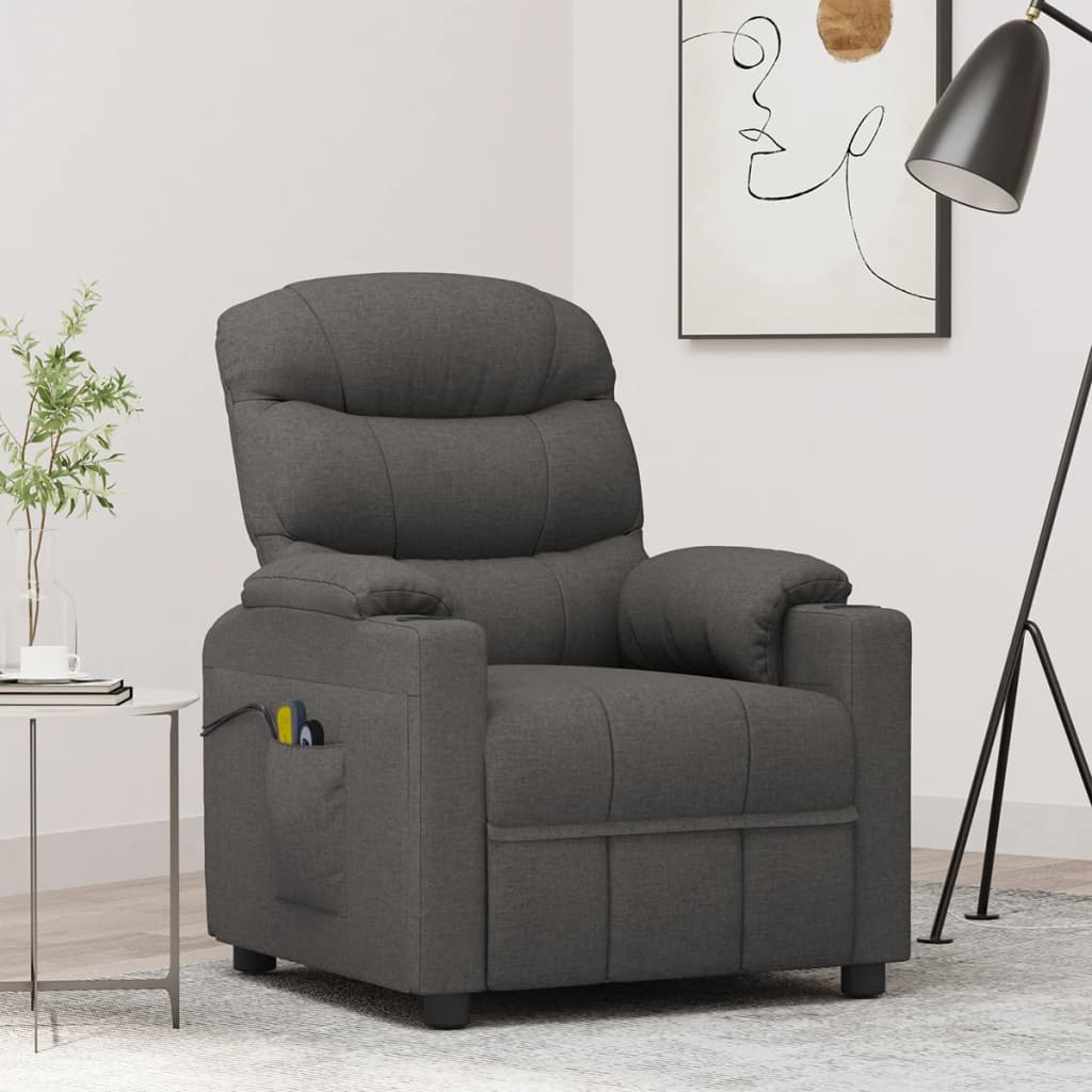 Massagesessel Elektrisch Dunkelgrau Stoff
