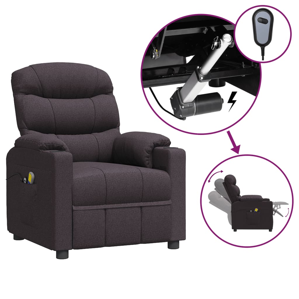 Massagesessel Elektrisch Dunkelbraun Stoff