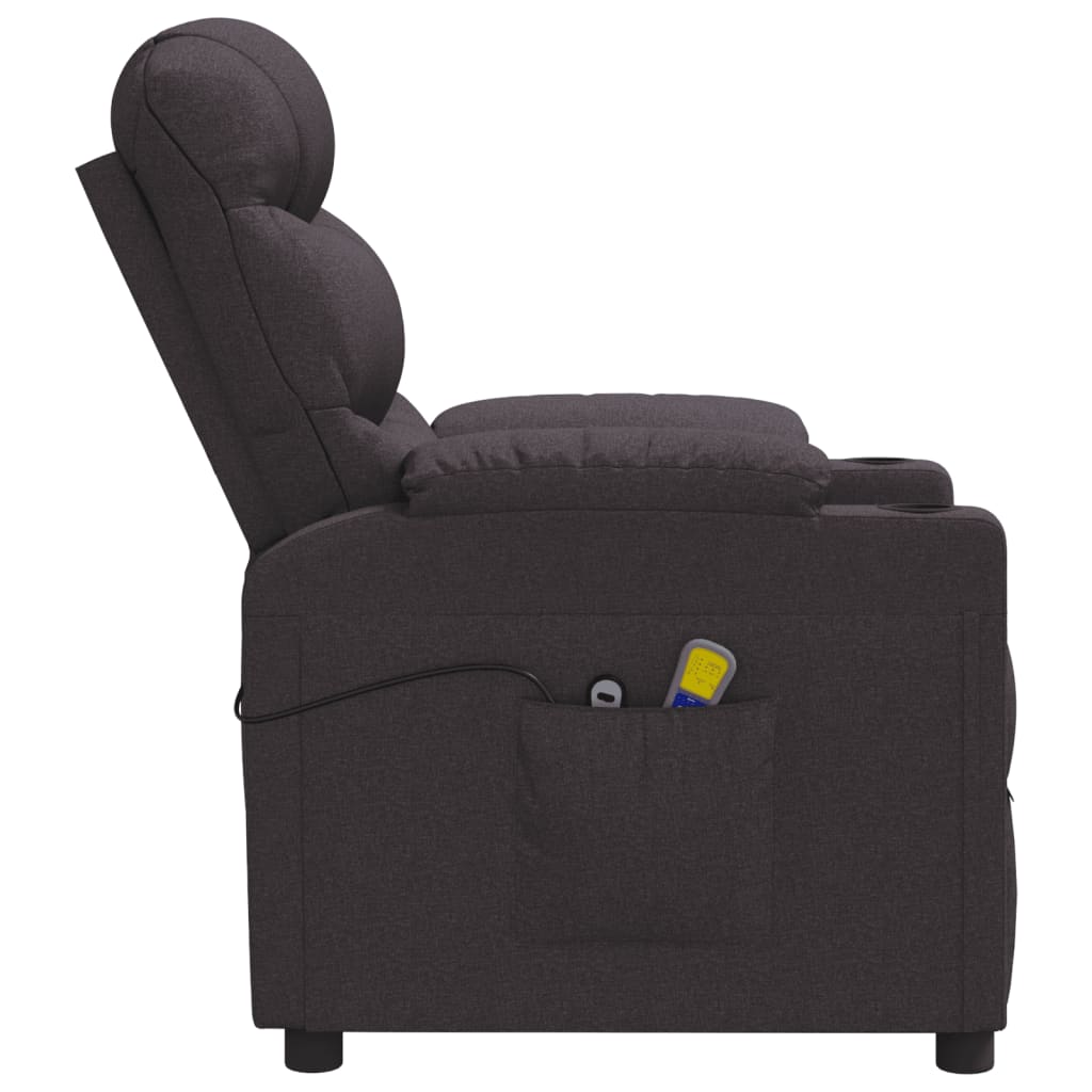 Massagesessel Elektrisch Dunkelbraun Stoff