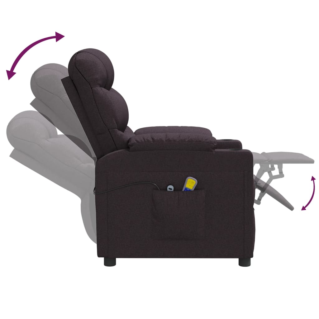 Massagesessel Elektrisch Dunkelbraun Stoff