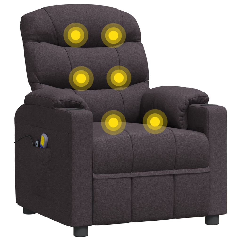 Massagesessel Elektrisch Dunkelbraun Stoff