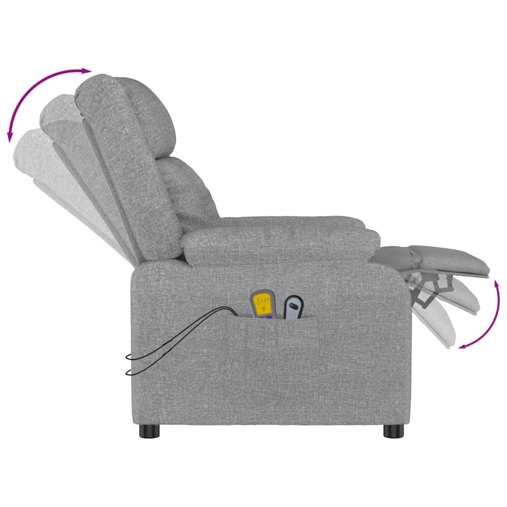 Massagesessel Elektrisch Hellgrau Stoff