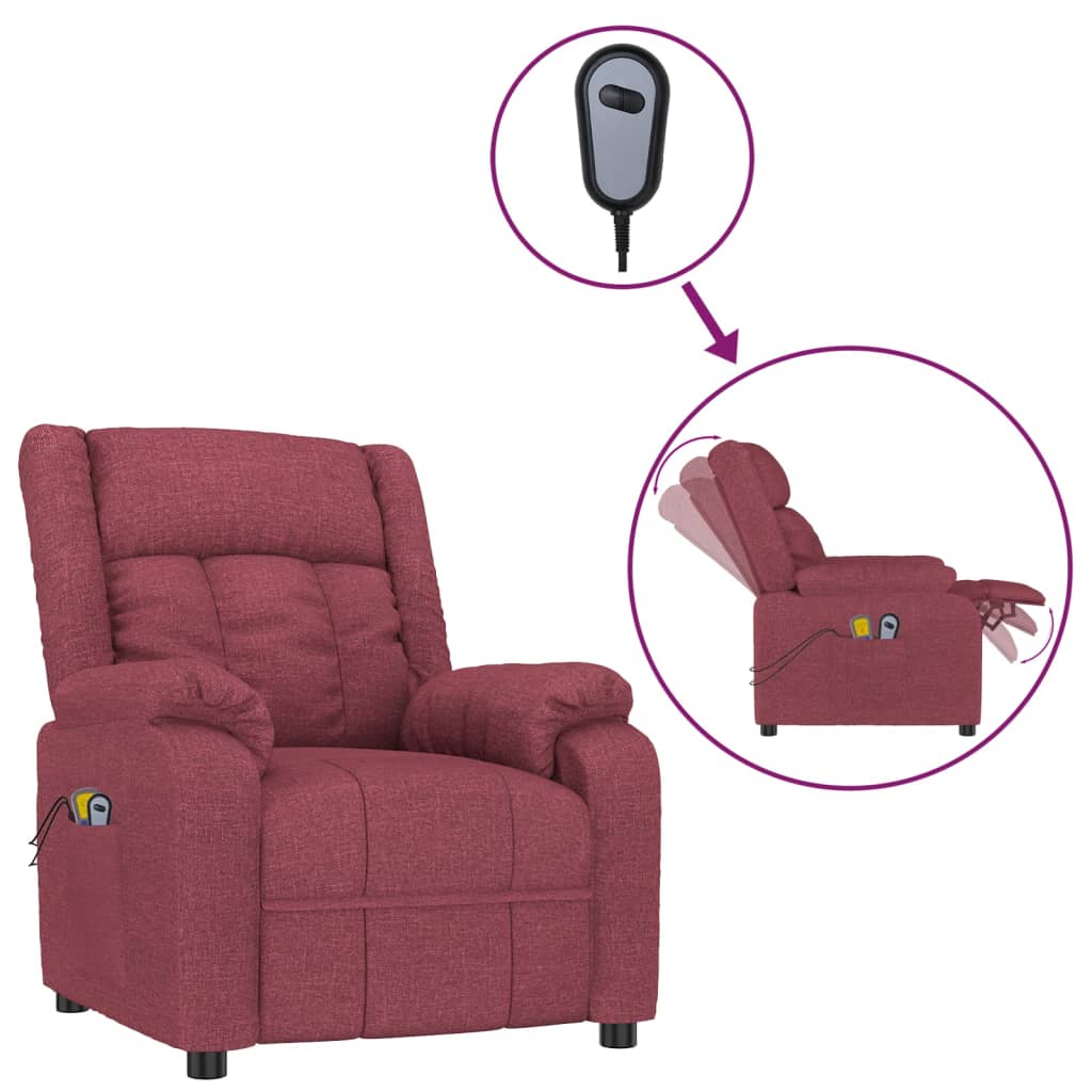 Massagesessel Elektrisch Weinrot Stoff