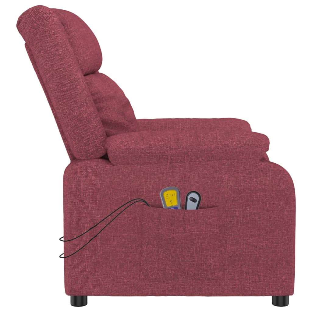 Massagesessel Elektrisch Weinrot Stoff