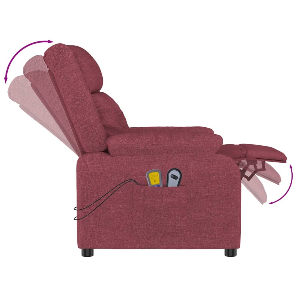 Massagesessel Elektrisch Weinrot Stoff